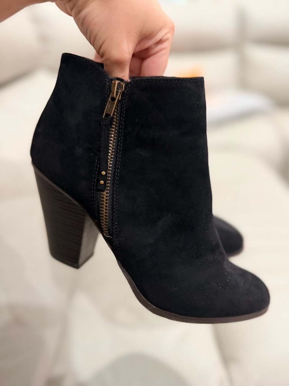 Charlotte Russe Black Suede Chunky Heel Ankle Booties